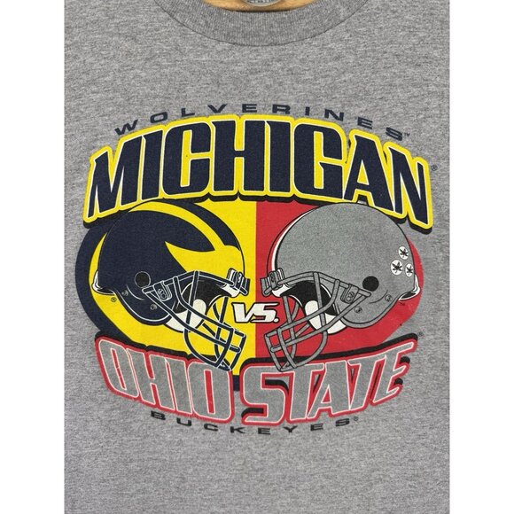 Vintage Y2K Michigan Wolverines VS Ohio State Buckeyes NCAA Football Grey Shirt - Picture 4 of 14
